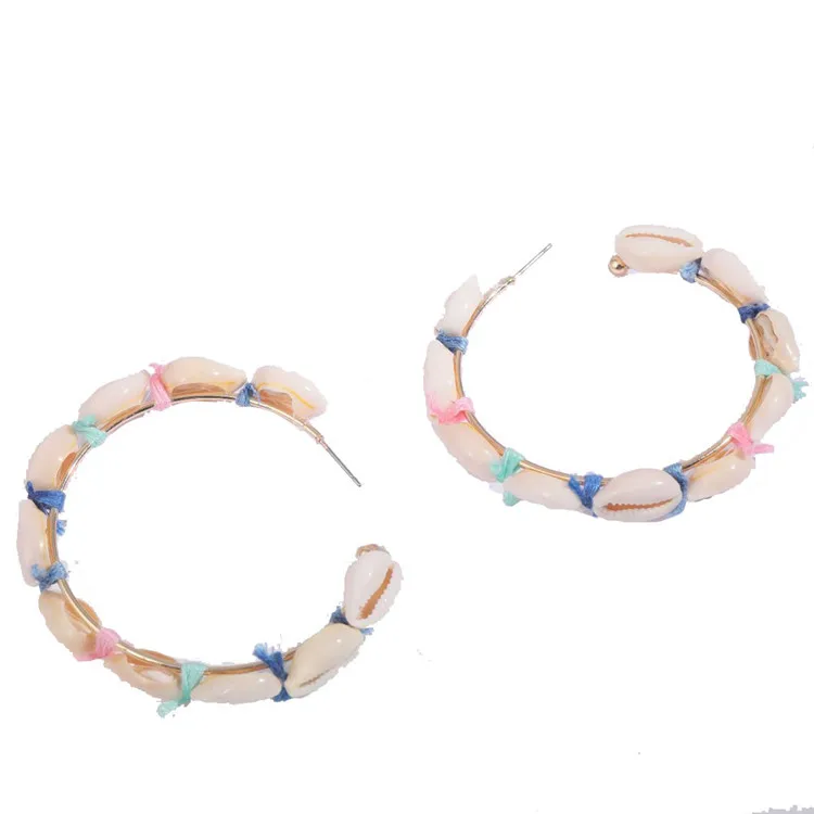 Bohemia Hawaii Beach Jewelry Women Colorful Natural Cowrie Shell Beaded Hoop Earrings, As picture
Bohemia Hawaii Beach Jewelry Women Colorful Natural Cowrie Shell Beaded Hoop Earrings, As picture