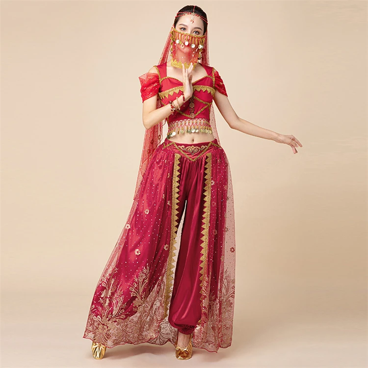 

Aladdin Jasmine Princess Stage Dress Belly Dance Practice Gong Costume Performance Suit Elegant Loose Indian Stage Costume