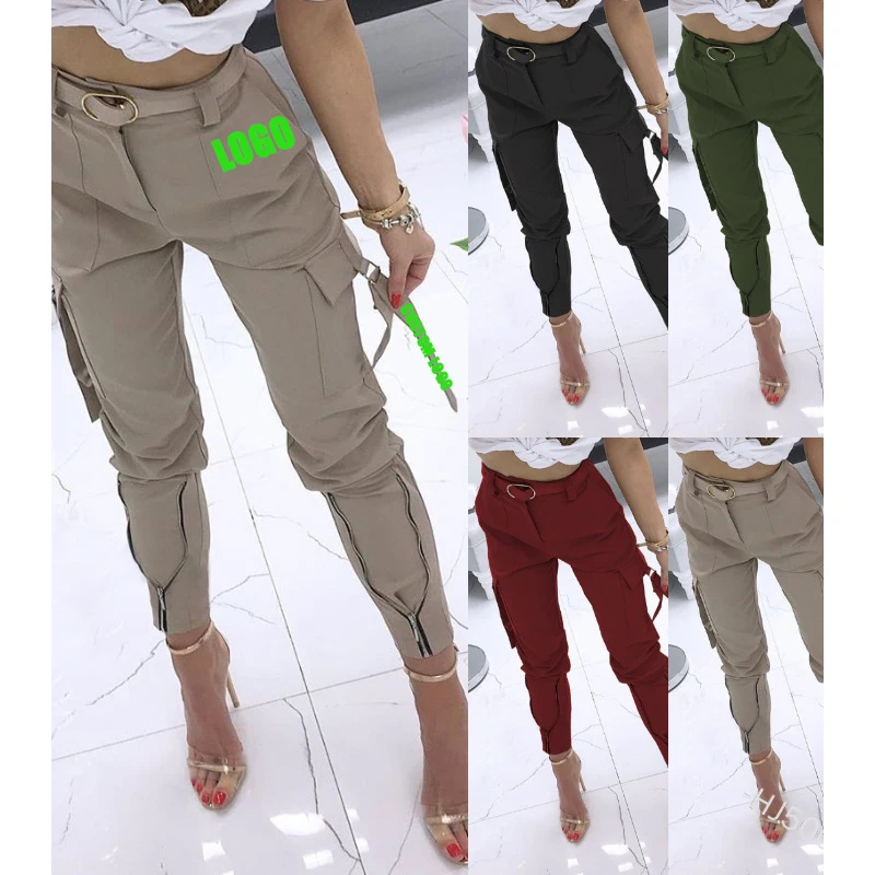 Free shipping Wholesale solid color cargo pants jogger women High Waist With zipper, Customized color
Free shipping Wholesale solid color cargo pants jogger women High Waist With zipper, Customized color