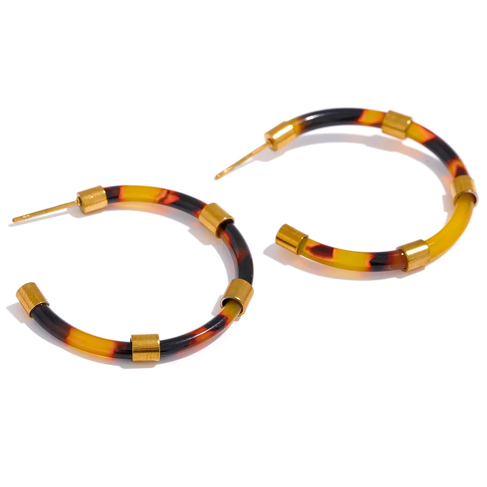 JINYOU 1464 Acetic Acid Resin Round Stainless Steel Geometric Hoop Earrings Women Fashion Trendy Jewelry Bijoux Femme Waterproof
JINYOU 1464 Acetic Acid Resin Round Stainless Steel Geometric Hoop Earrings Women Fashion Trendy Jewelry Bijoux Femme Waterproof