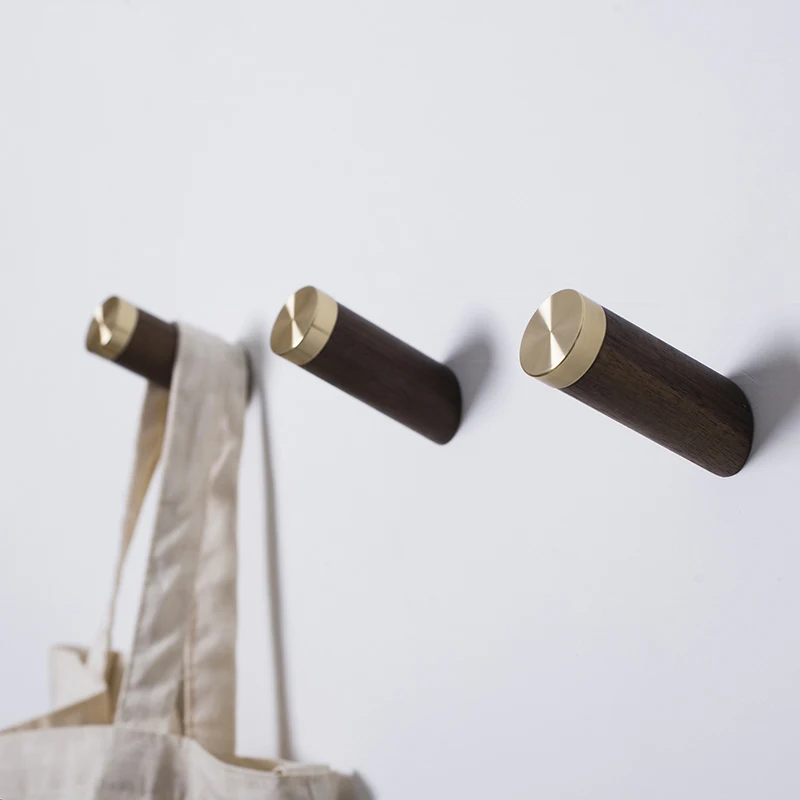 Creative Nordic Black walnut Wooden hook up brass metal Clothes hook single bathroom wall decoration Modern home storage HK-102, Walnut / elm
Creative Nordic Black walnut Wooden hook up brass metal Clothes hook single bathroom wall decoration Modern home storage HK-102, Walnut / elm