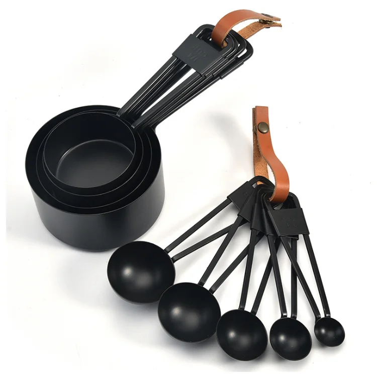 A242 Stainless Steel Measuring Cup Spoon Kitchen Non-stick Black 4pcs Measuring Cup 5pcs Measuring Spoon
A242 Stainless Steel Measuring Cup Spoon Kitchen Non-stick Black 4pcs Measuring Cup 5pcs Measuring Spoon