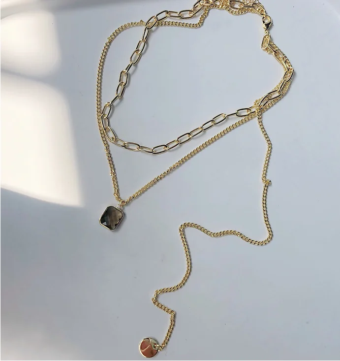 gold chic delicate women asymmetric plain coin crystal double layer necklace, Picture
gold chic delicate women asymmetric plain coin crystal double layer necklace, Picture