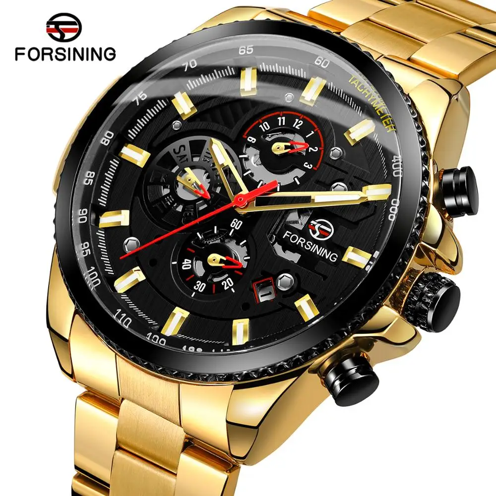 Top Brand Luxury Forsinning Watch Three Dial Calendar Display Black Stainless Steel Men Automatic Wrist Watch Military Sport
Top Brand Luxury Forsinning Watch Three Dial Calendar Display Black Stainless Steel Men Automatic Wrist Watch Military Sport