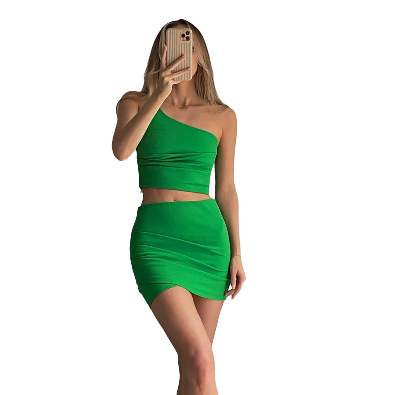 Nibber K22S17049 Solid Slim Summer 2 Piece Sets for Women Clothing One Shoulder Sleeveless Top + Skirt Sexy Casual Womens Sets
Nibber K22S17049 Solid Slim Summer 2 Piece Sets for Women Clothing One Shoulder Sleeveless Top + Skirt Sexy Casual Womens Sets