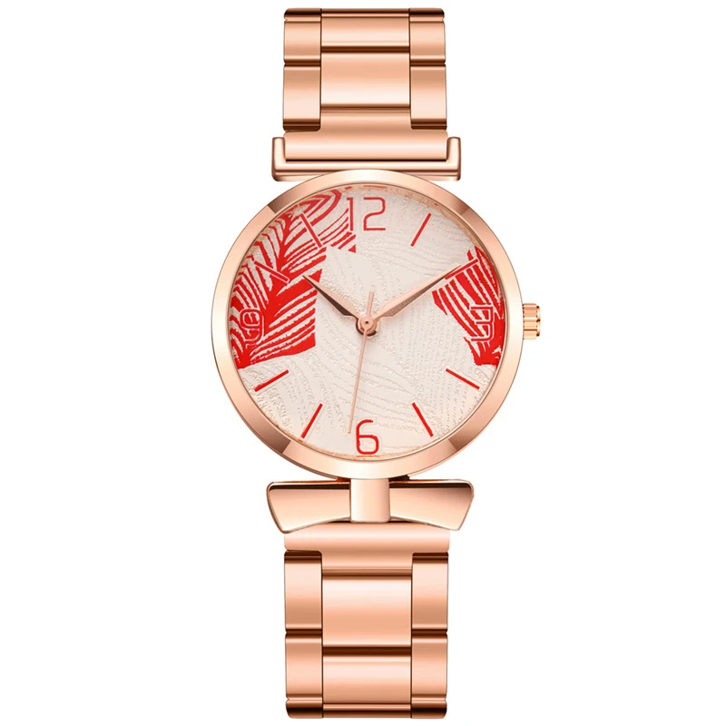 Classic Leaf Pattern Ladies Quartz Watch Casual Stainless Steel Band Women Business Watches In Wristwatches
Classic Leaf Pattern Ladies Quartz Watch Casual Stainless Steel Band Women Business Watches In Wristwatches