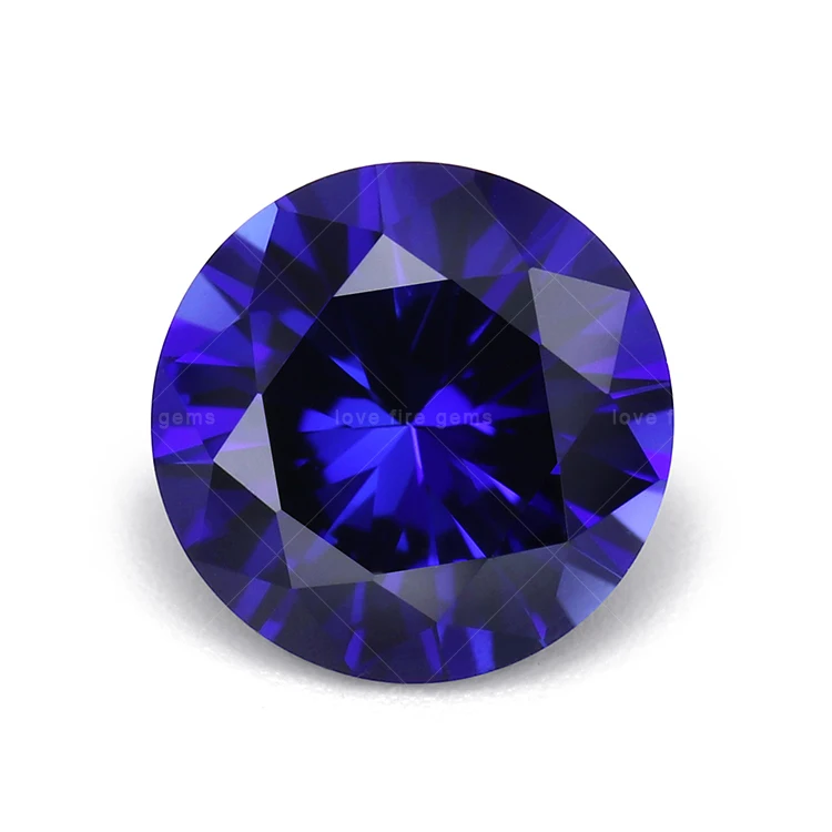

3.5-10mm loose AAA grade 34# sapphire blue corundum stone round cut synthetic blue corundum