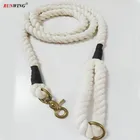 White Handmade Braided Cotton Rope Dog Leash With Brass Hook