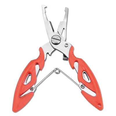 High-grade mini open double loop multi-function lure fishing pliers, Black red 
High-grade mini open double loop multi-function lure fishing pliers, Black red