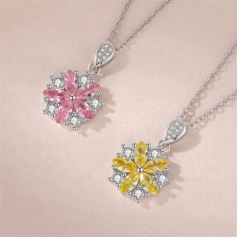 Color matchingClassic Platinum Plated Yellow Pink Colored Flowers Ladies Necklace Pendant Clavicle Chain Diamond Pendant
Color matchingClassic Platinum Plated Yellow Pink Colored Flowers Ladies Necklace Pendant Clavicle Chain Diamond Pendant