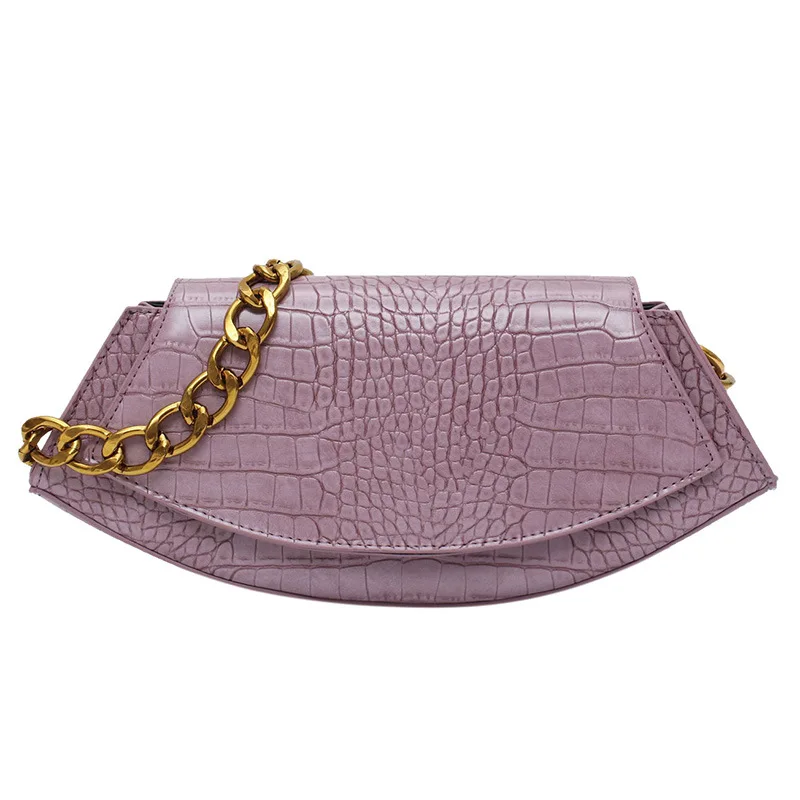Pure Color Alligator Pattern Saddle Shape Metal Chain Woman Shoulder Bag Handbag, Black/white/purple/khaki/green
Pure Color Alligator Pattern Saddle Shape Metal Chain Woman Shoulder Bag Handbag, Black/white/purple/khaki/green