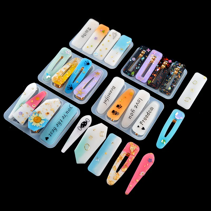 S986 clear silicone hair clip barrette resin silicone mold for resin crafts, Random
S986 clear silicone hair clip barrette resin silicone mold for resin crafts, Random