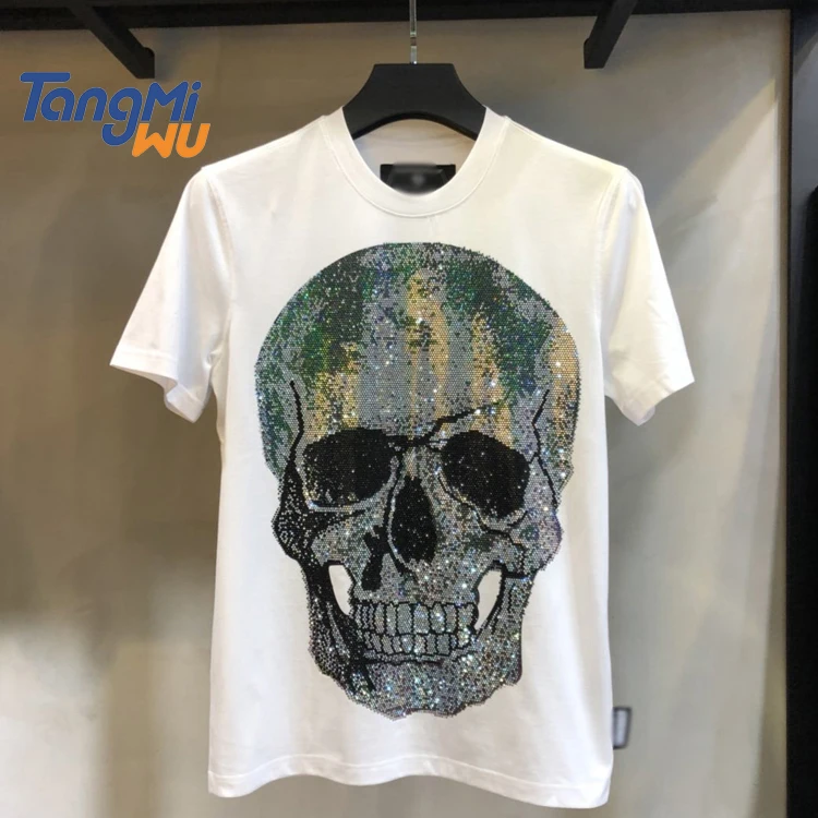 High Quality Luxury Brand Men's T-Shirts Mercerized Cotton tee-shirt Rhinestones Skull t Shirt rhinestones t shirts for men
High Quality Luxury Brand Men's T-Shirts Mercerized Cotton tee-shirt Rhinestones Skull t Shirt rhinestones t shirts for men