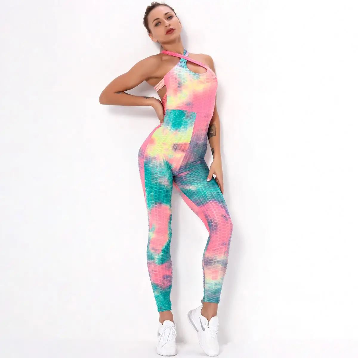 New Tie-dye Jacquard Bubble Yoga Pants Ink Slim Hip-lifting Jumpsuit Sling Fitness Clothes Women, Picture shows
New Tie-dye Jacquard Bubble Yoga Pants Ink Slim Hip-lifting Jumpsuit Sling Fitness Clothes Women, Picture shows