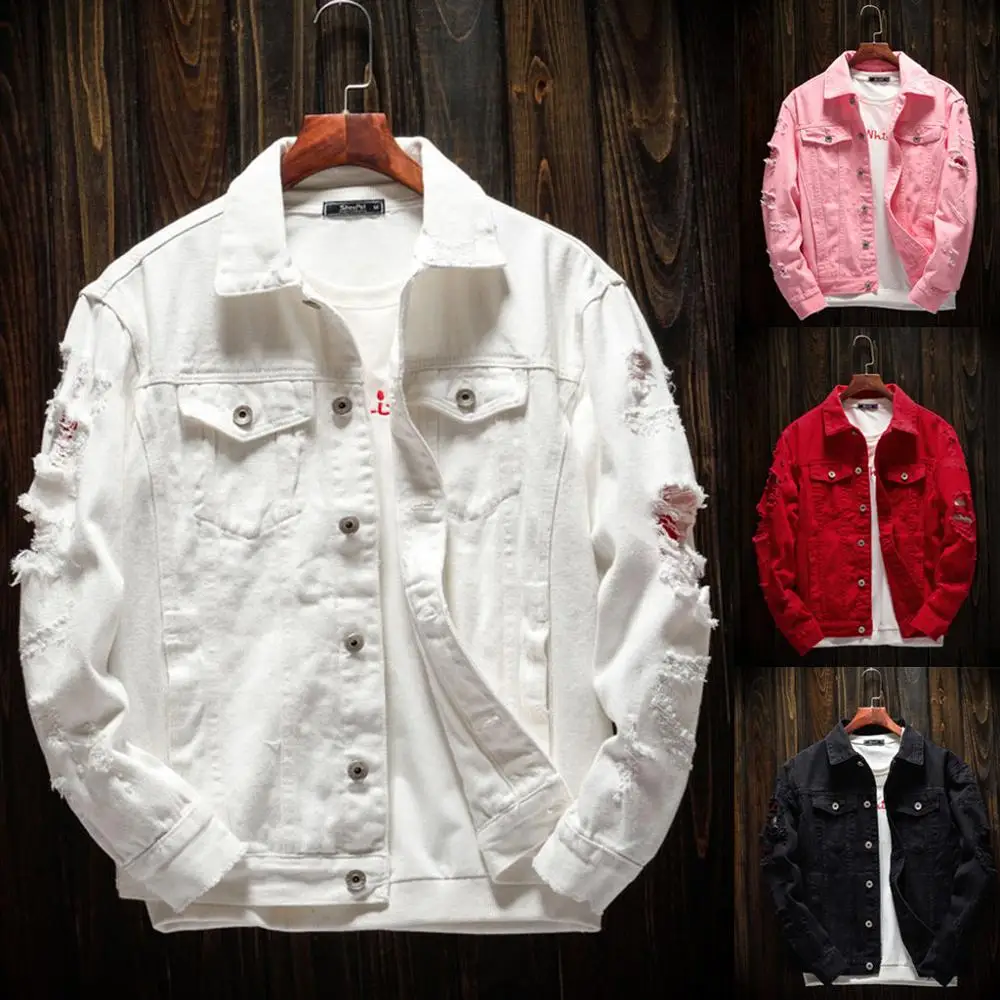 Mens Trendy Fashion Ripped Denim Male Streetwear Jackets Denim jean Jacket Cowboy Coats
Mens Trendy Fashion Ripped Denim Male Streetwear Jackets Denim jean Jacket Cowboy Coats