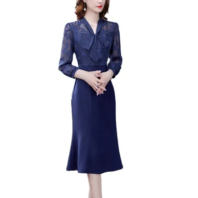 Elegant office dress for ladies lace combination knee length o neck party wear office dresses women formal work
Elegant office dress for ladies lace combination knee length o neck party wear office dresses women formal work