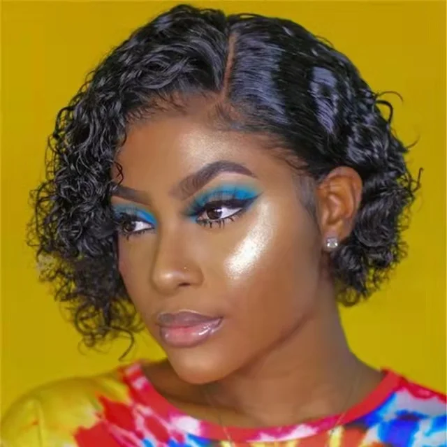 Short Curly Wigs 8 inch pixie cut curly wig 100% Remy Hair Wig Natural Color For Black Women with baby hair, Natural color1b
Short Curly Wigs 8 inch pixie cut curly wig 100% Remy Hair Wig Natural Color For Black Women with baby hair, Natural color1b