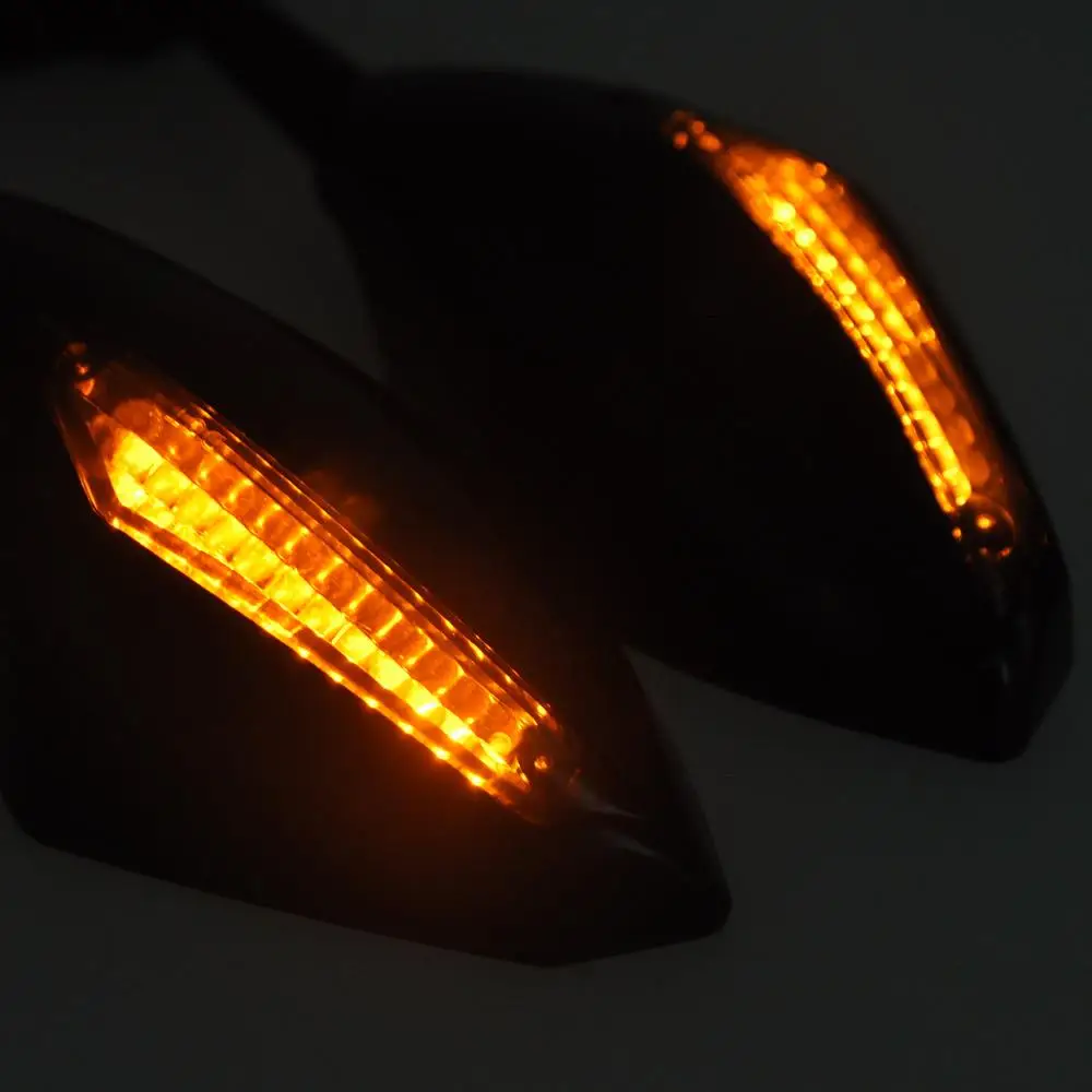 Motorcycle LED Turn Signal Rearview Mirrors For NINJA 6R 9R 650R 250R 636 YAMAHA YZF R1 R6 R6S/ SUZUKI GSXR 600 750 1000 Triumph