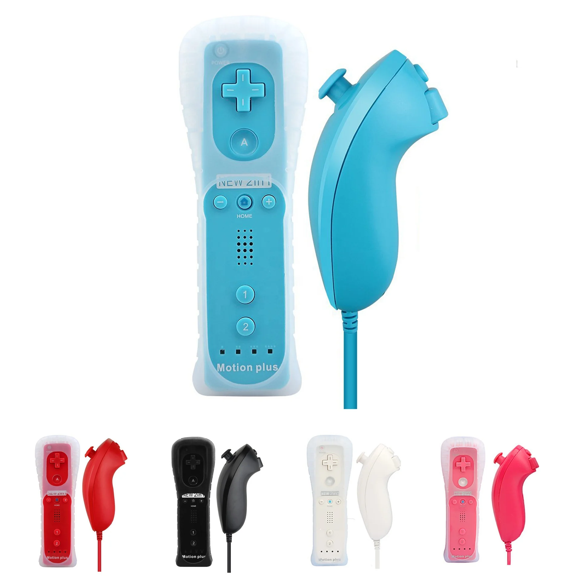 

2 in 1 Wireless Remote Nunchuk Controller Gamepad Motion Sensor Remote control Joysticks For Nintendo Wii Game Console, 6 colors