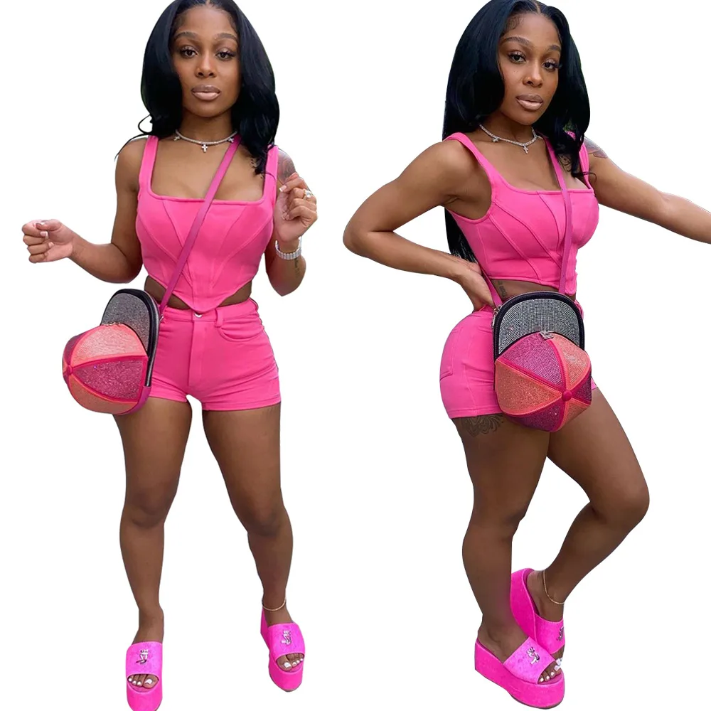 Fashion Style 2 Piece Short Set Outfits Summer Clothing Two Piece Set Women Clothing Halter Vest for Women, Picture shows
Fashion Style 2 Piece Short Set Outfits Summer Clothing Two Piece Set Women Clothing Halter Vest for Women, Picture shows