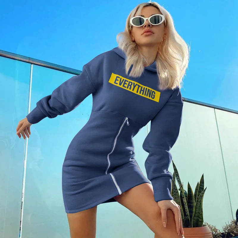 New Arrivals 2021 Autumn Winter Solid Color Knit Women Sweatshirt Dress Long Sleeve Plush Printing Zipper Women Hoodie Dress
New Arrivals 2021 Autumn Winter Solid Color Knit Women Sweatshirt Dress Long Sleeve Plush Printing Zipper Women Hoodie Dress