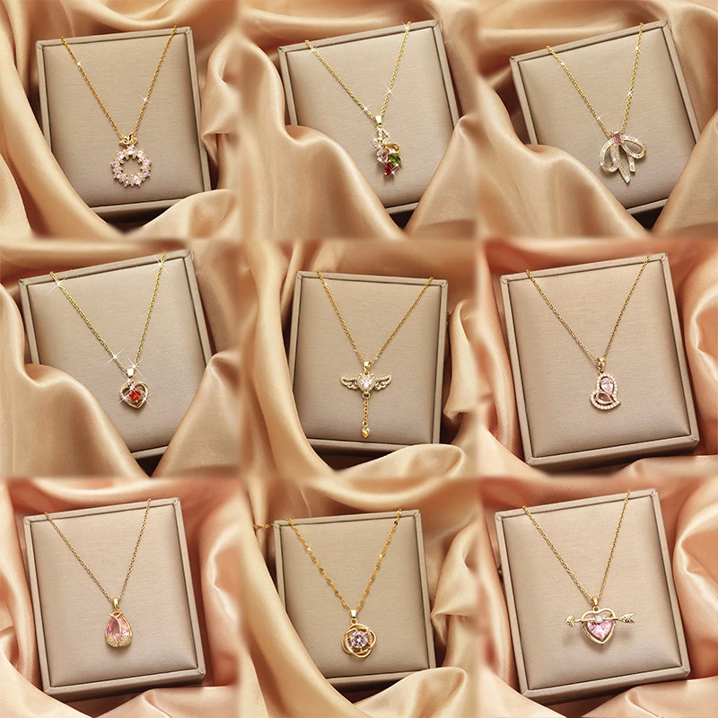 Fashion Luxury Gold Plated Stainless Steel Love Pendant Necklace Simple Zircon Collarbone Chain Necklace Jewelry For Women
Fashion Luxury Gold Plated Stainless Steel Love Pendant Necklace Simple Zircon Collarbone Chain Necklace Jewelry For Women