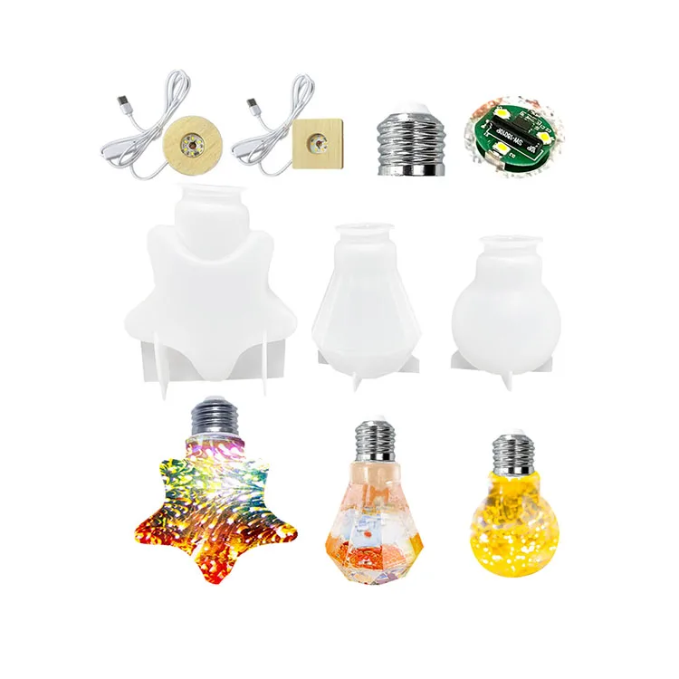 3D Resin Light Bulb Epoxy Resin Molds Diamond and Star Shape LED Bulb Silicone Mould DIY Crafts Home Decorations Casting Tools
3D Resin Light Bulb Epoxy Resin Molds Diamond and Star Shape LED Bulb Silicone Mould DIY Crafts Home Decorations Casting Tools