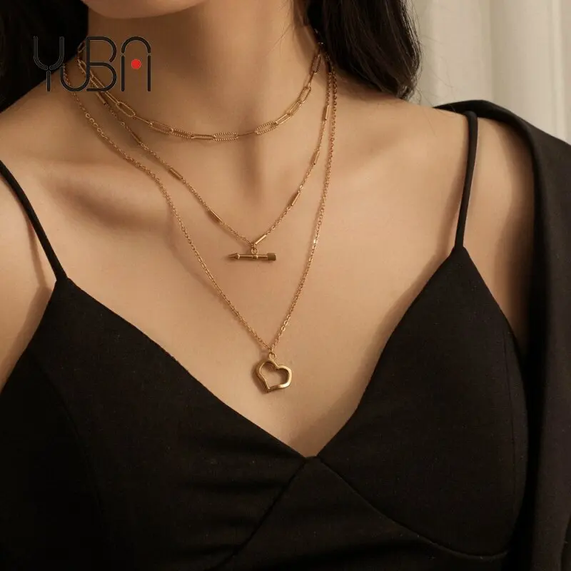 New Design Korean Three Layered Hollow Pendant Necklace Personality Gold Plated Love Stainless Steel Choker Necklace For Women
New Design Korean Three Layered Hollow Pendant Necklace Personality Gold Plated Love Stainless Steel Choker Necklace For Women