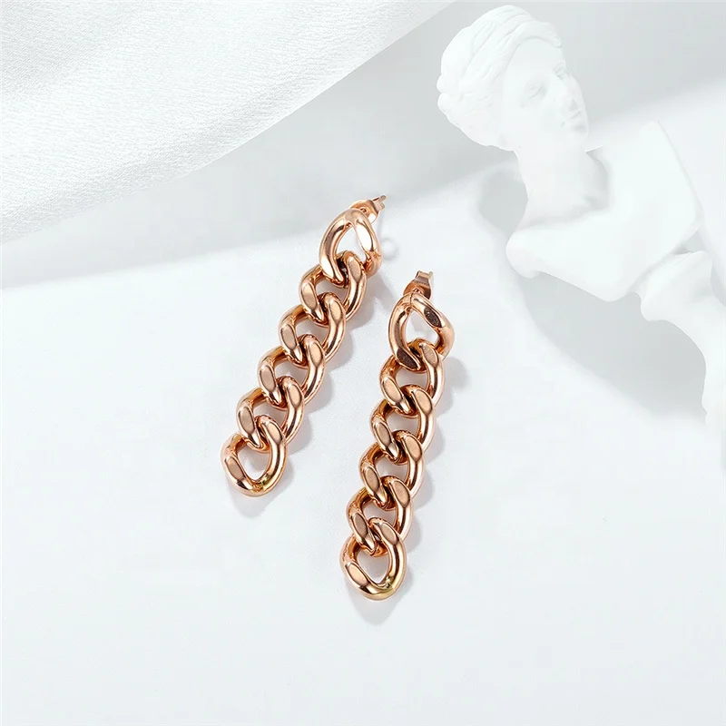 Simple cold style stainless steel chain stud earrings personalized elegant rose gold plated earrings for women, 2 colors
Simple cold style stainless steel chain stud earrings personalized elegant rose gold plated earrings for women, 2 colors