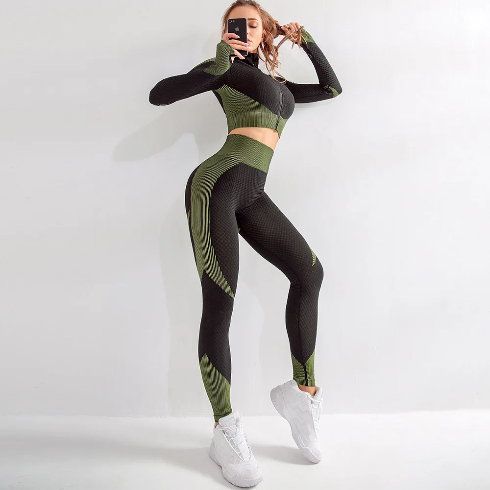 2021 Fall Winter Women Yoga Set Sports Suits Seamless Gym Leggings Long Sleeve Crop Top Jacket Fitness Sportswear Tracksuit, 6 colors
2021 Fall Winter Women Yoga Set Sports Suits Seamless Gym Leggings Long Sleeve Crop Top Jacket Fitness Sportswear Tracksuit, 6 colors