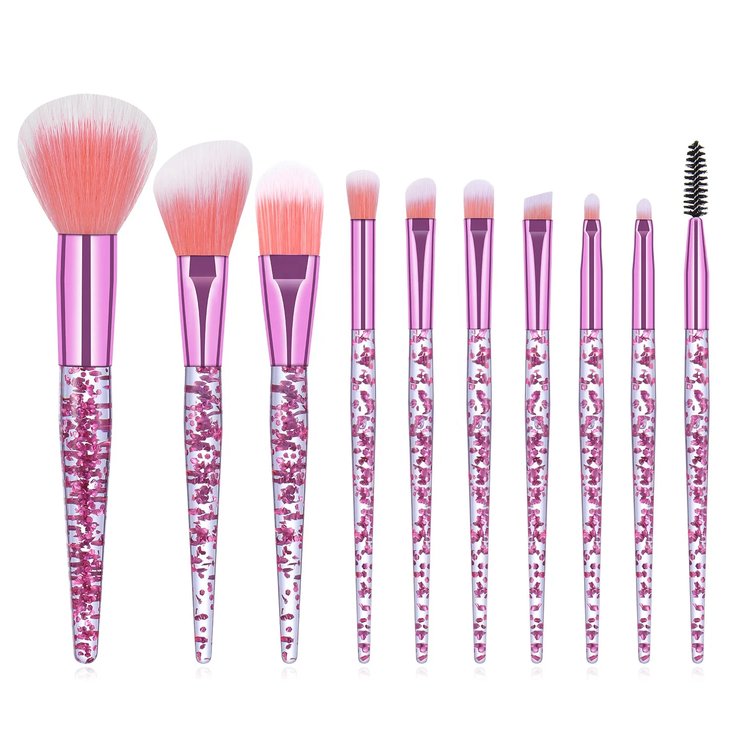 Best Selling 10 PCS Shiny Glitter Handle Acrylic Diamond Crystal Liquid Flash Cosmetic Rainbow Makeup Brushes Set
Best Selling 10 PCS Shiny Glitter Handle Acrylic Diamond Crystal Liquid Flash Cosmetic Rainbow Makeup Brushes Set