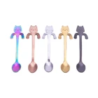 Mini Cat Cheap Customized Logo Metal Hanging Coffee Stirring Spoon Set