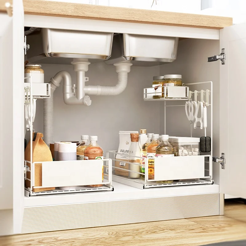 Foldable push-pulling metal organization rack kitchen storage under sink, White or black
Foldable push-pulling metal organization rack kitchen storage under sink, White or black