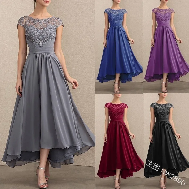 Women's Evening Party Long Dress Elegant Lace Chiffon Maxi A-Line Mother Of Bride Casual Dresses, Black/blue/gray/wine red
Women's Evening Party Long Dress Elegant Lace Chiffon Maxi A-Line Mother Of Bride Casual Dresses, Black/blue/gray/wine red