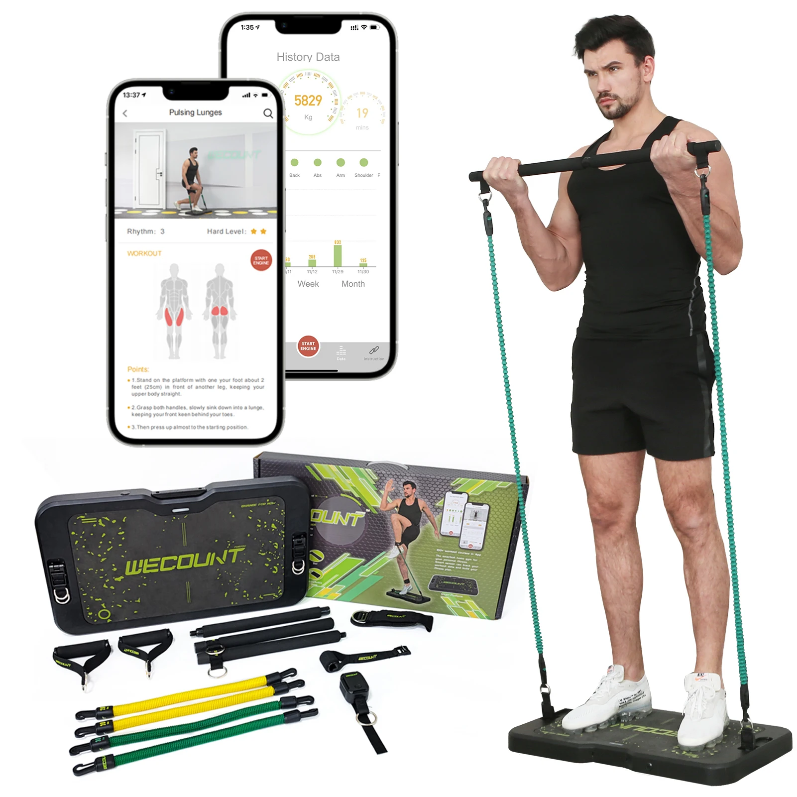 wecount home gym equipment indoor outdoor full body workout portable exercise smart combine fitness equipment, Black+green
wecount home gym equipment indoor outdoor full body workout portable exercise smart combine fitness equipment, Black+green