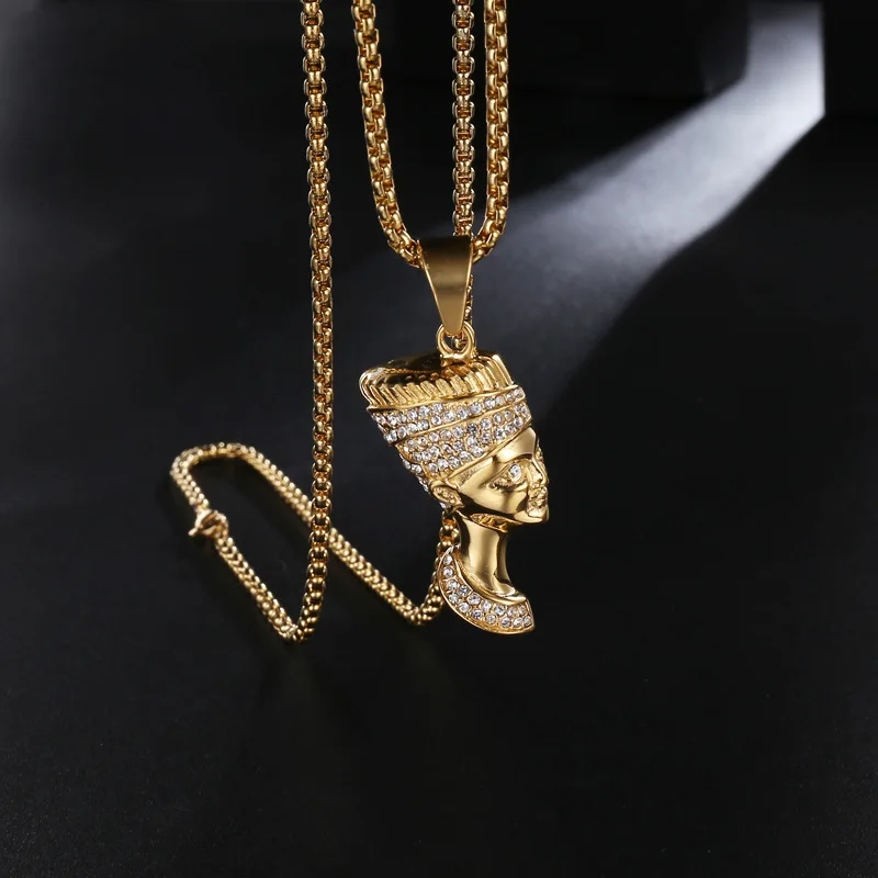 Men Hip hop iced out Nefertiti pendant necklaces Stainless Steel Fashion Vintage portrait Charm necklace Hiphop jewelry gifts, Picture
Men Hip hop iced out Nefertiti pendant necklaces Stainless Steel Fashion Vintage portrait Charm necklace Hiphop jewelry gifts, Picture