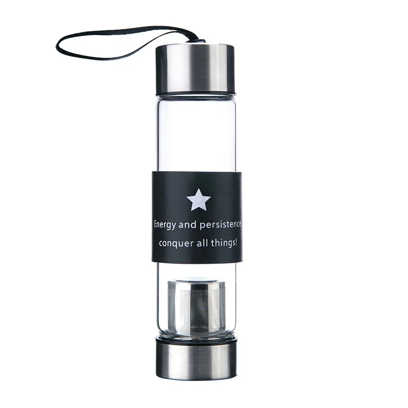 Eco friendly travel borosilicate glass water bottle with stainless steel infuser
Eco friendly travel borosilicate glass water bottle with stainless steel infuser