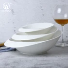 White round hotel restaurant ceramic porcelain fruit salad mixing bowls