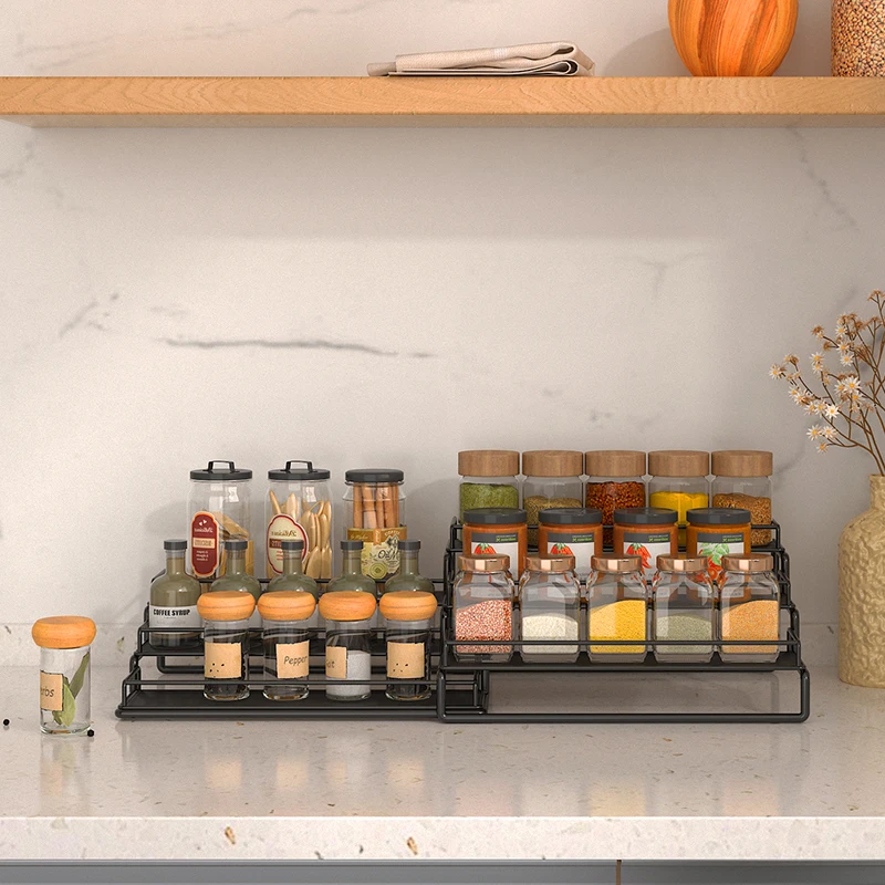 3 layer two in one stainless steel household kitchen spice organizer storage rack
3 layer two in one stainless steel household kitchen spice organizer storage rack