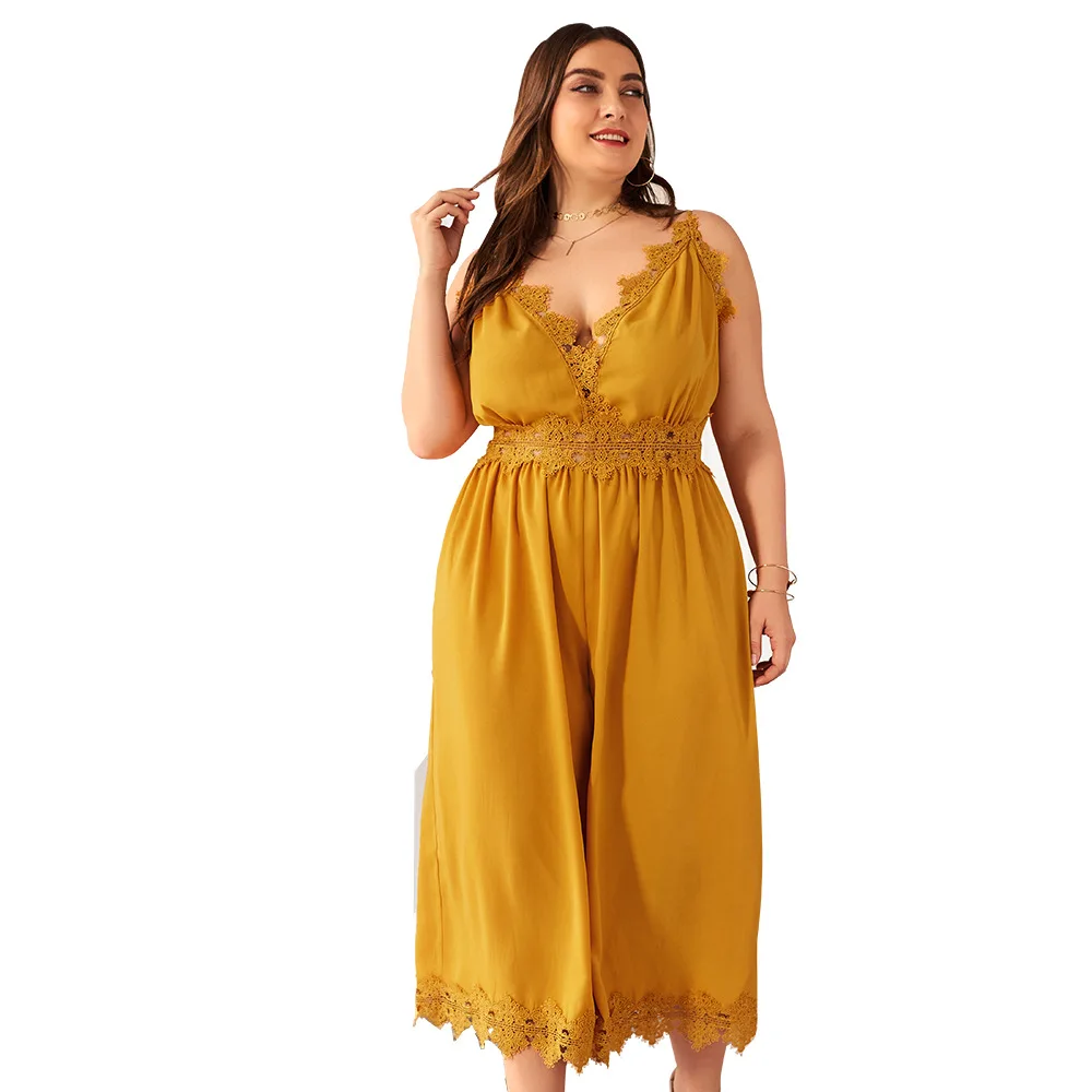 Original design plus size suspender spring and summer lace temperament commuter clothing spot cotton 2021 jumpsuits women
Original design plus size suspender spring and summer lace temperament commuter clothing spot cotton 2021 jumpsuits women