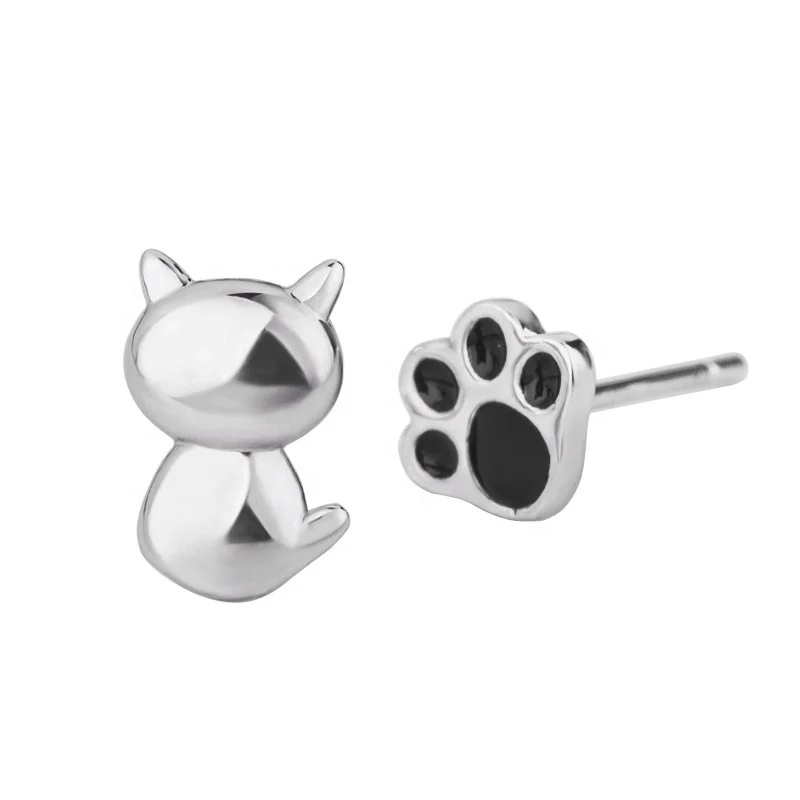 Newest 925 Silver White Gold Plated Cute Cat and Claw Enamel Earrings Jewelry, Black and white
Newest 925 Silver White Gold Plated Cute Cat and Claw Enamel Earrings Jewelry, Black and white