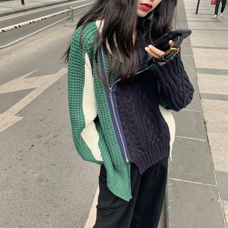 New Arrive Trendy Female Irregular Constrast Color Patchwork Sweater For Ladies Winter Loose Pullover Sweater Coat Women 2020, Green//brown/khaki
New Arrive Trendy Female Irregular Constrast Color Patchwork Sweater For Ladies Winter Loose Pullover Sweater Coat Women 2020, Green//brown/khaki