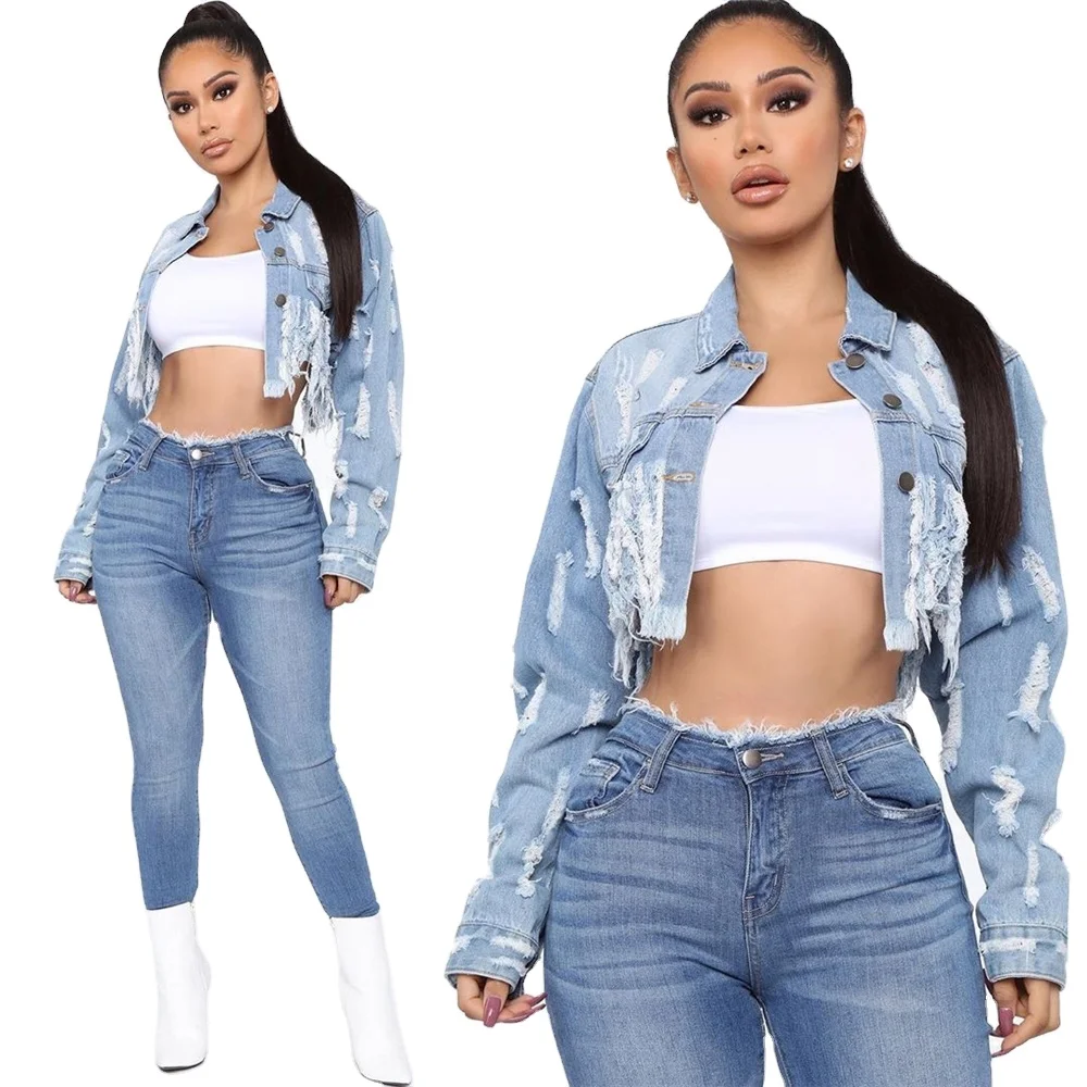 Fashion Women'S Jeans Solid Color Hollow Fringed Straight Denim Top And Shorts Set, Shown
Fashion Women'S Jeans Solid Color Hollow Fringed Straight Denim Top And Shorts Set, Shown