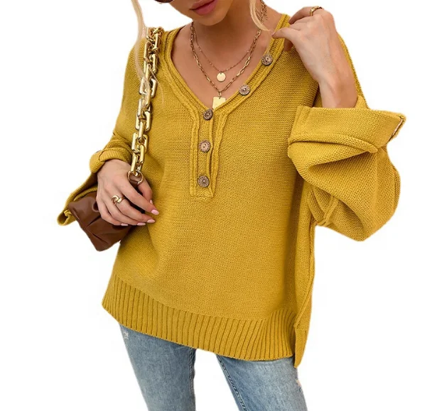2021 New Fashion autumn winter long wide sleeve v neck ladies knitted pullover sweater, As picture
2021 New Fashion autumn winter long wide sleeve v neck ladies knitted pullover sweater, As picture