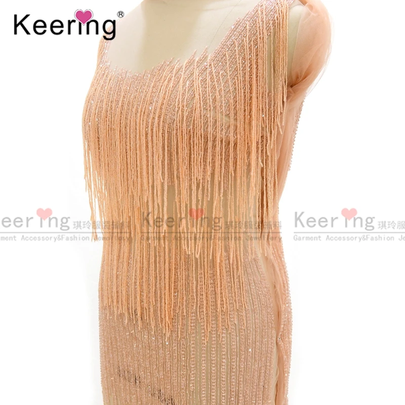 New design tassel fringe dress rhinestone applique patch panel for wedding WDP-059, Pink
New design tassel fringe dress rhinestone applique patch panel for wedding WDP-059, Pink