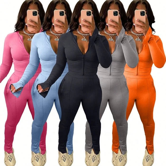 O9295-quality autumn clothing solid color zipper womens 2 piece leggings set women tracksuit outfit
O9295-quality autumn clothing solid color zipper womens 2 piece leggings set women tracksuit outfit