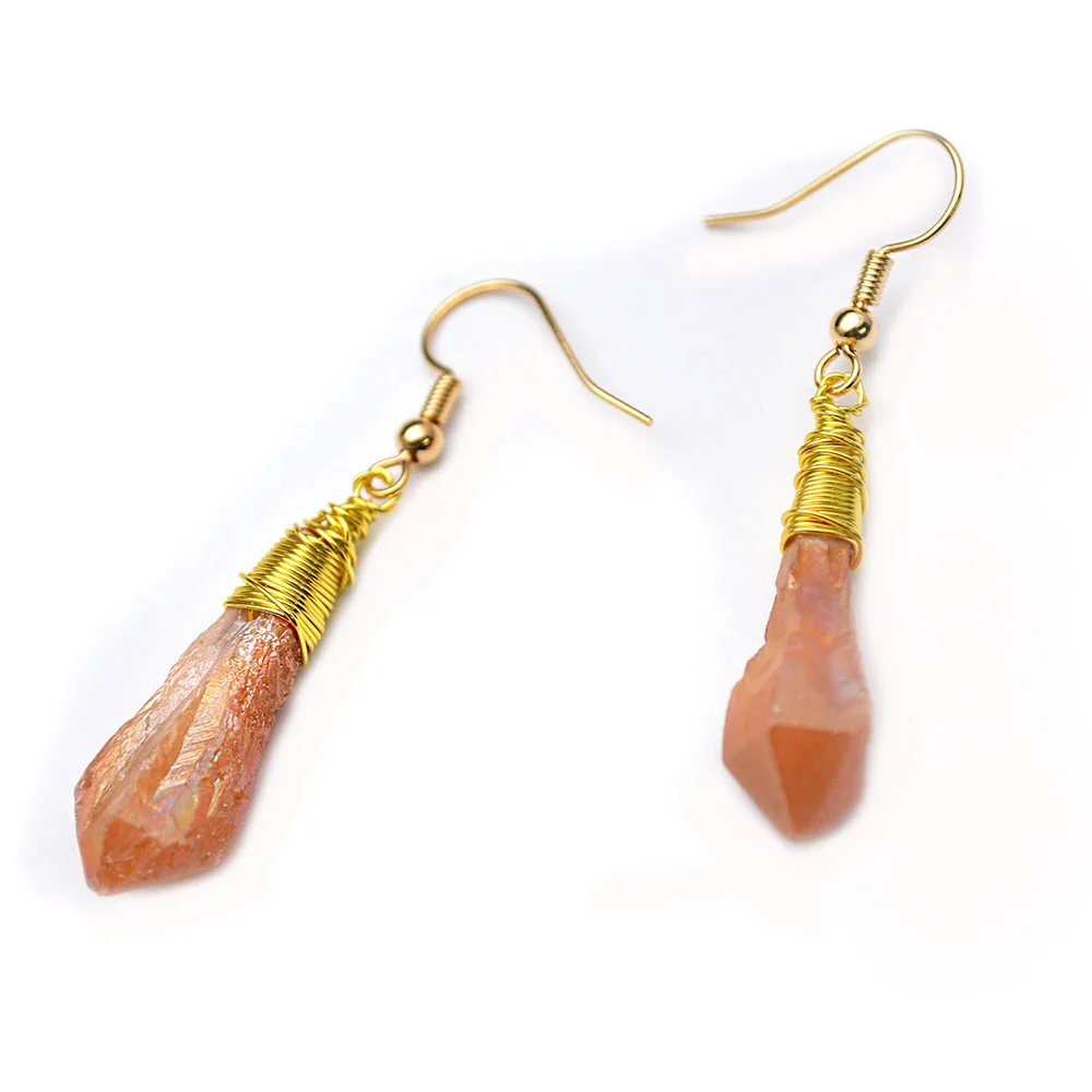 Handmade Wire Wrapped Electroplating Natural Crystal Point Stone Drop Earrings Fashion Woman Jewelry
Handmade Wire Wrapped Electroplating Natural Crystal Point Stone Drop Earrings Fashion Woman Jewelry