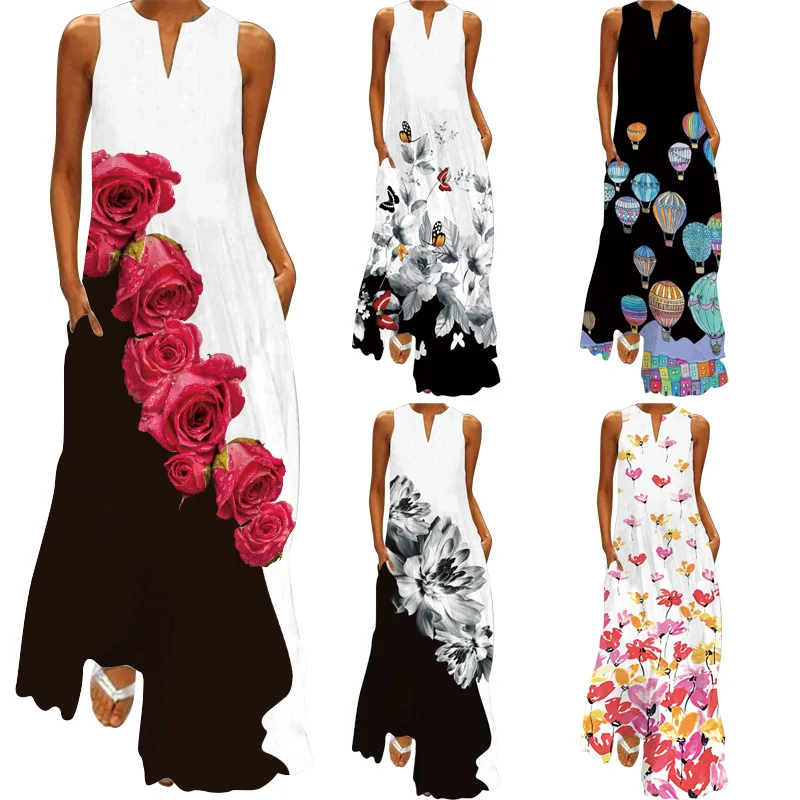 Plus Size Ladies Summer Long Dress Sexy Sleeveless V-Neck 3D Printed Tank Dress Retro Floral Women Loose Beach Dresses Vestidos
Plus Size Ladies Summer Long Dress Sexy Sleeveless V-Neck 3D Printed Tank Dress Retro Floral Women Loose Beach Dresses Vestidos