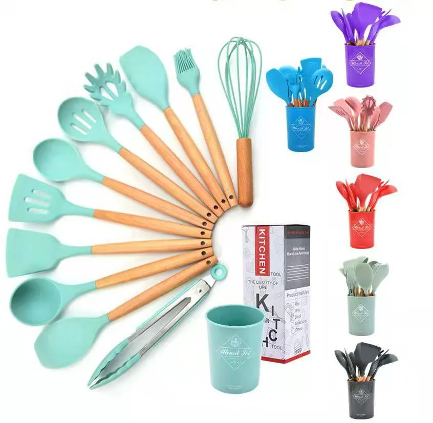 12 Pieces IN 1 Set Silicone Cookware Set With Wooden Handle Utensils Silicone Cooking Tools Silicone Kitchen Accessories, Customized
12 Pieces IN 1 Set Silicone Cookware Set With Wooden Handle Utensils Silicone Cooking Tools Silicone Kitchen Accessories, Customized