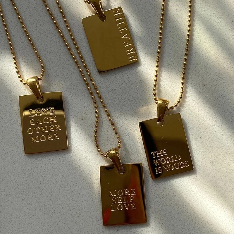 2021 New Stylish Hiphop Personal Engraved Letter Message Square Pendant Necklace Beads Chain Stainless Steel Gold Necklace, Picture
2021 New Stylish Hiphop Personal Engraved Letter Message Square Pendant Necklace Beads Chain Stainless Steel Gold Necklace, Picture